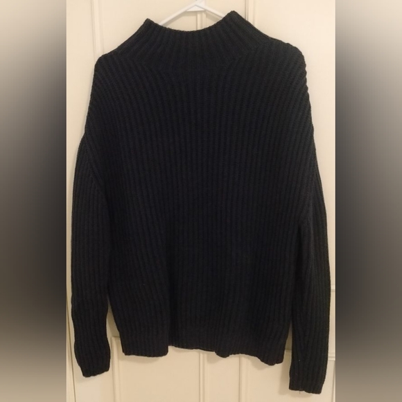 Navy Blue Mock Neck Tunic Sweater - Picture 4 of 4